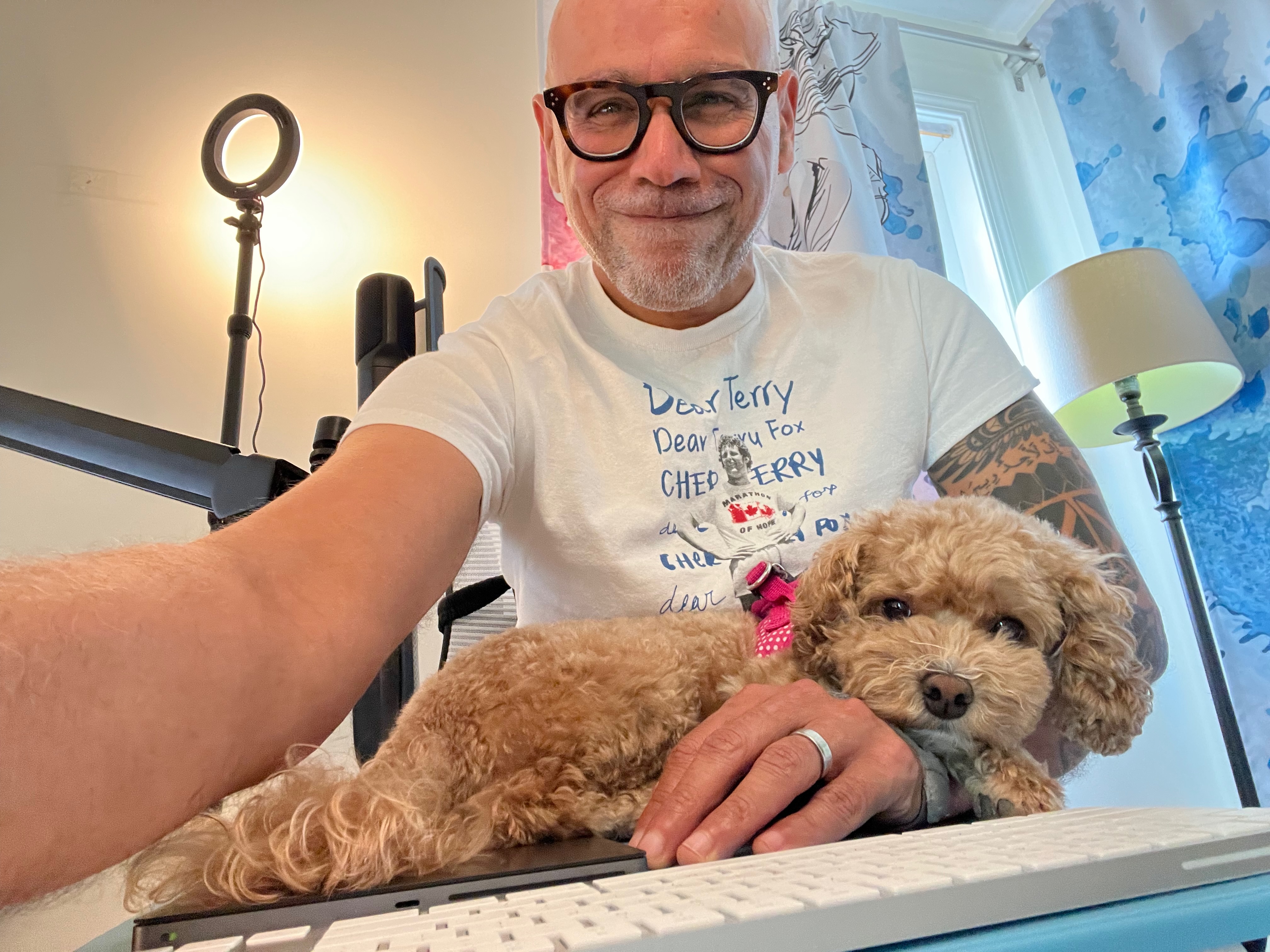 Ahmed and Pumpkin at the desk